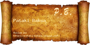Pataki Baksa névjegykártya